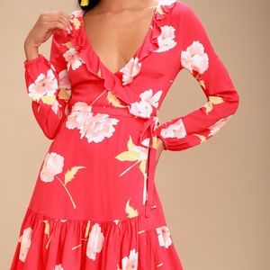 Billabong Ruff Girls Club- Coral Red Print Wrap